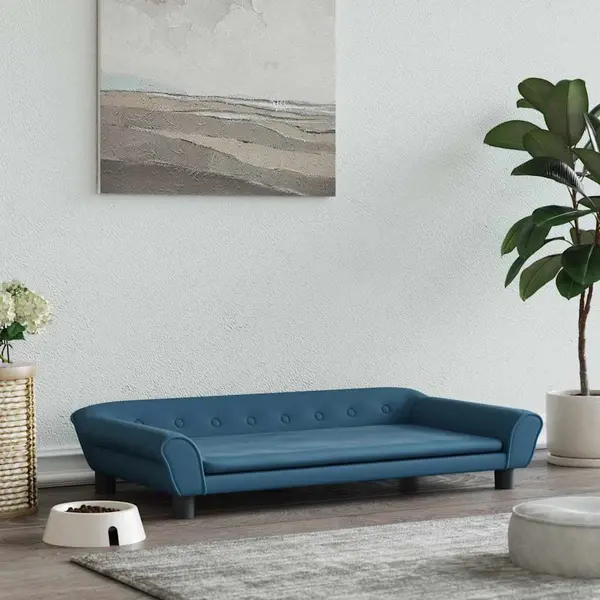 Gossi pat de caini, albastru, 100x50x21 cm, catifea