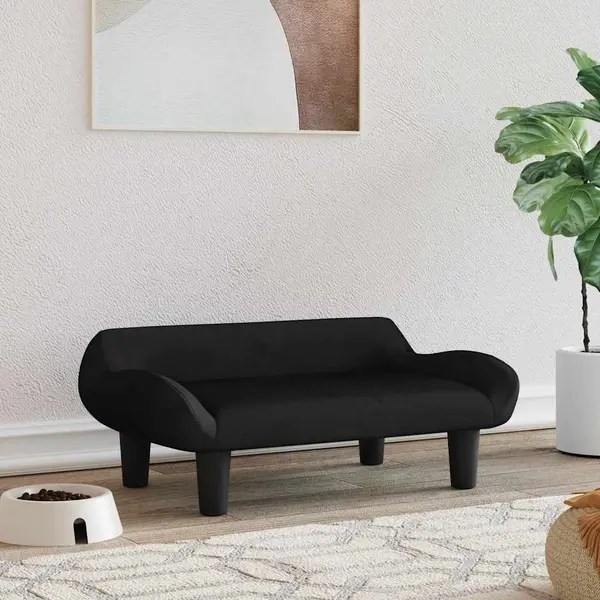 Gossi pat de caini, negru, 70x40x24 cm, catifea