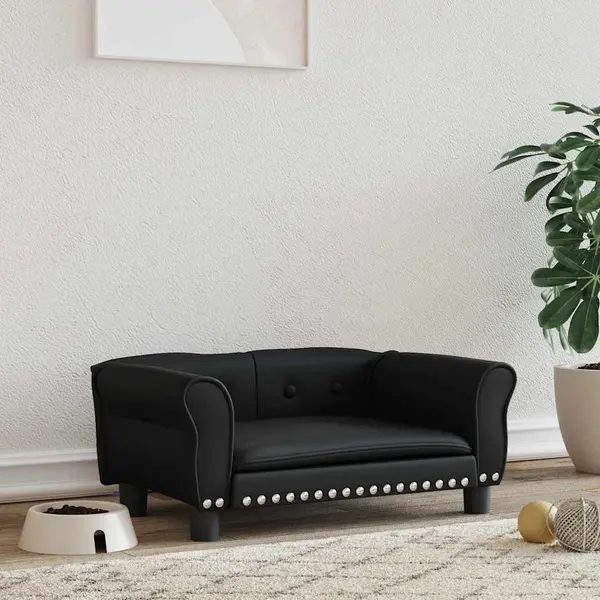 Gossi pat de caini, negru, 70x45x30 cm, piele ecologica