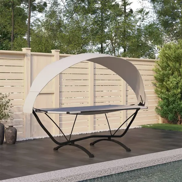 Gossi pat de exterior cu baldachin, crem, otel & tesatura oxford