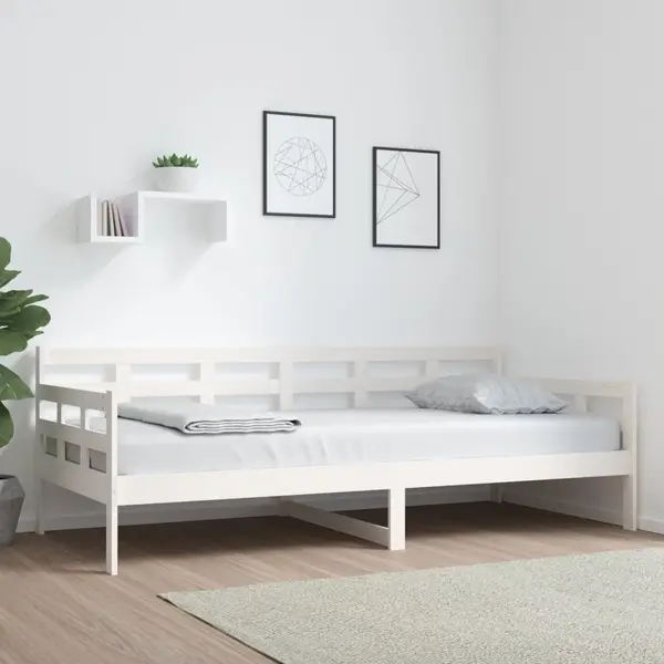 Gossi pat de zi, 90x200 cm, alb, lemn masiv de pin
