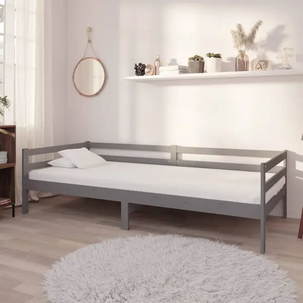 Gossi pat de zi, 90x200 cm, gri, lemn masiv de pin