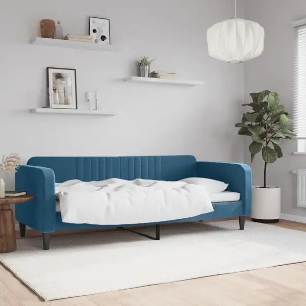Gossi pat de zi, albastru, 80x200 cm, catifea