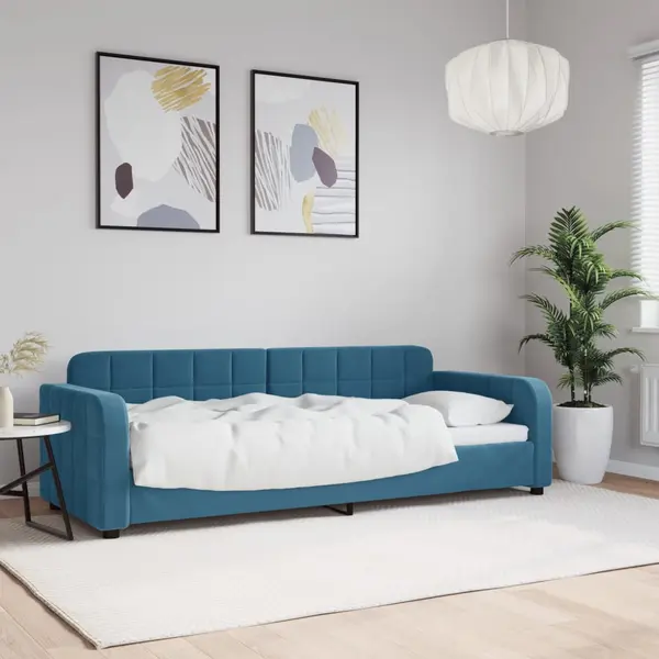Gossi pat de zi, albastru, 80x200 cm, catifea