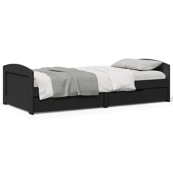 Gossi pat de zi cu 2 sertare fara saltea „irun” negru 90x200 cm