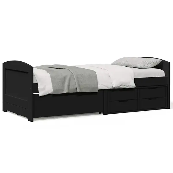 Gossi pat de zi cu 5 sertare fara saltea „irun” negru 90x200 cm