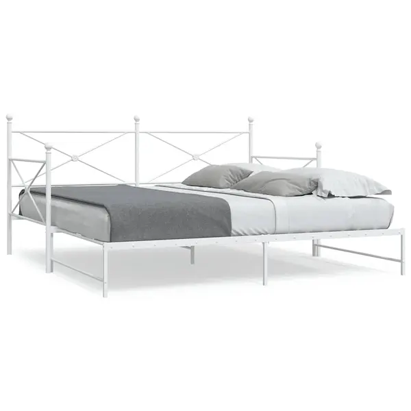 Gossi pat de zi cu caut fara saltea alb 100x190 cm otel