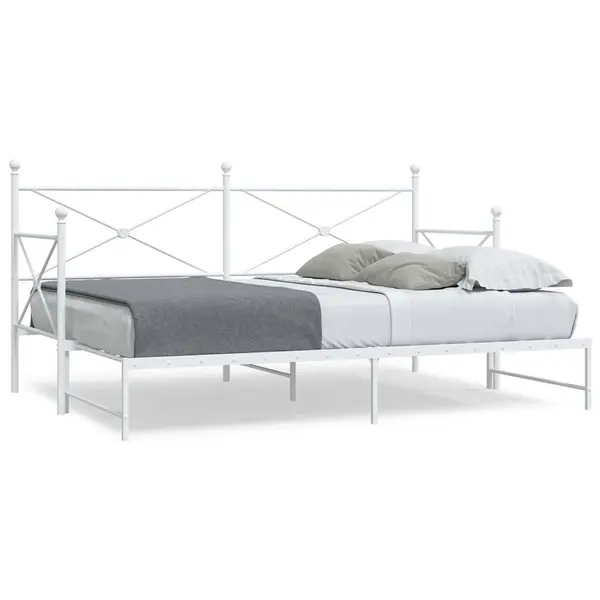 Gossi pat de zi cu caut fara saltea alb 80x200 cm otel