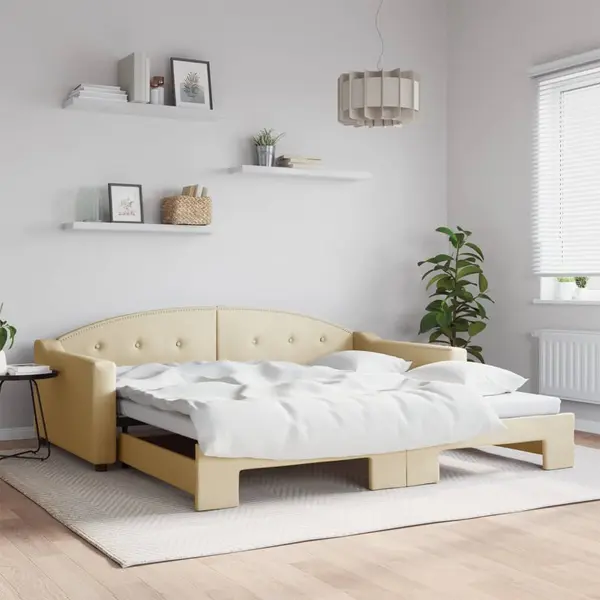 Gossi pat de zi cu extensie, crem, 100x200 cm, textil