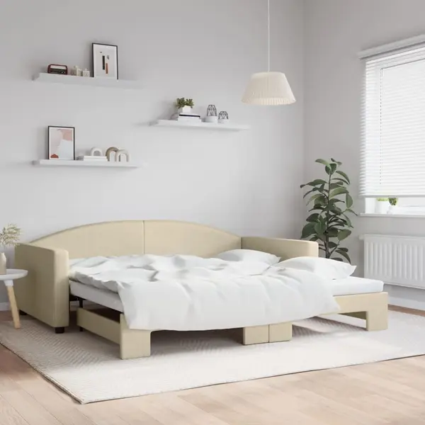 Gossi pat de zi cu extensie, crem, 100x200 cm, textil
