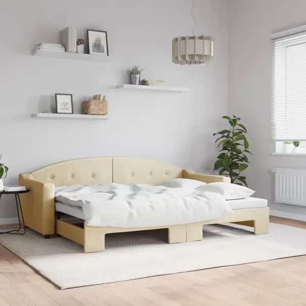 Gossi pat de zi cu extensie, crem, 80x200 cm, textil