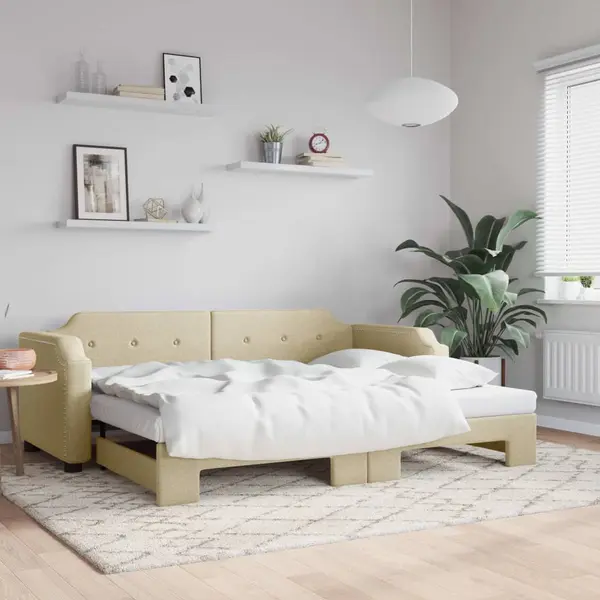 Gossi pat de zi cu extensie, crem, 90x200 cm, textil