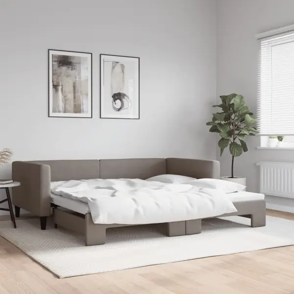 Gossi pat de zi cu extensie, gri taupe, 100x200 cm, textil