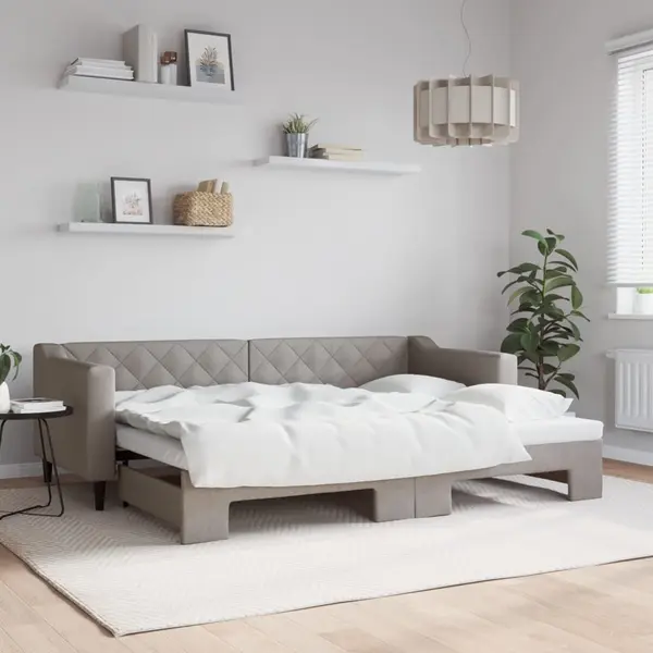 Gossi pat de zi cu extensie, gri taupe, 80x200 cm, textil