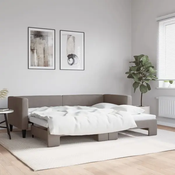 Gossi pat de zi cu extensie, gri taupe, 80x200 cm, textil