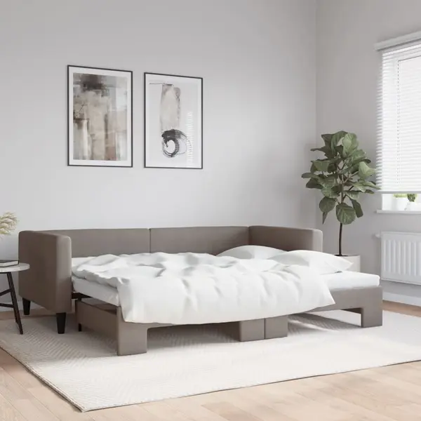 Gossi pat de zi cu extensie, gri taupe, 90x200 cm, textil