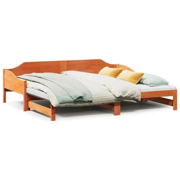 Gossi pat de zi cu extensie, maro ceruit, 80x200cm, lemn masiv de pin