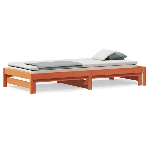 Gossi pat de zi cu extensie, maro ceruit, 90x200cm, lemn masiv de pin