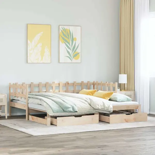 Gossi pat de zi cu extensie si sertare fara saltea, 80x200 cm