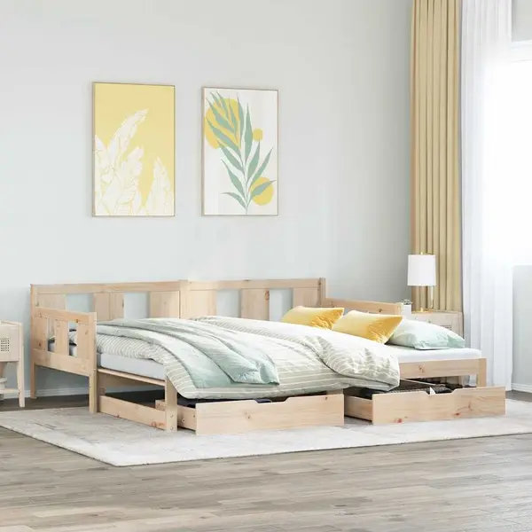 Gossi pat de zi cu extensie si sertare fara saltea, 90x190 cm