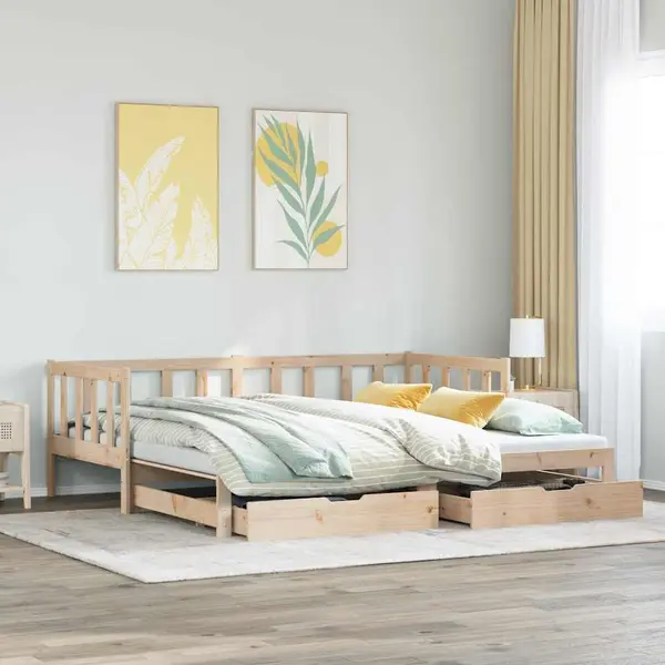 Gossi pat de zi cu extensie si sertare fara saltea, 90x200 cm