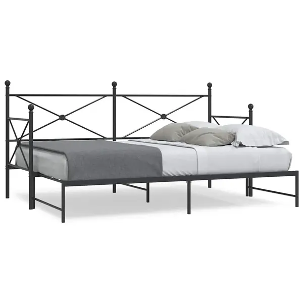 Gossi pat de zi cu saia fara saltea negru 90x200 cm otel
