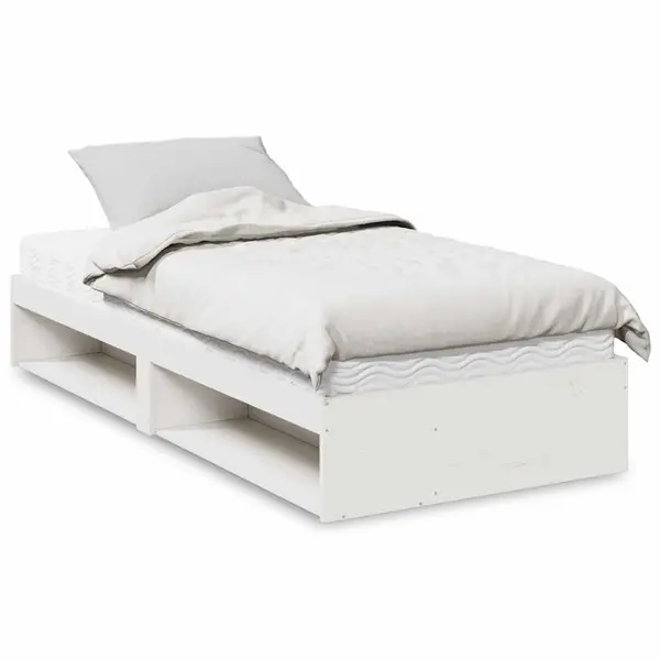 Gossi pat de zi cu saltea, alb, 80x200 cm, lemn masiv pin