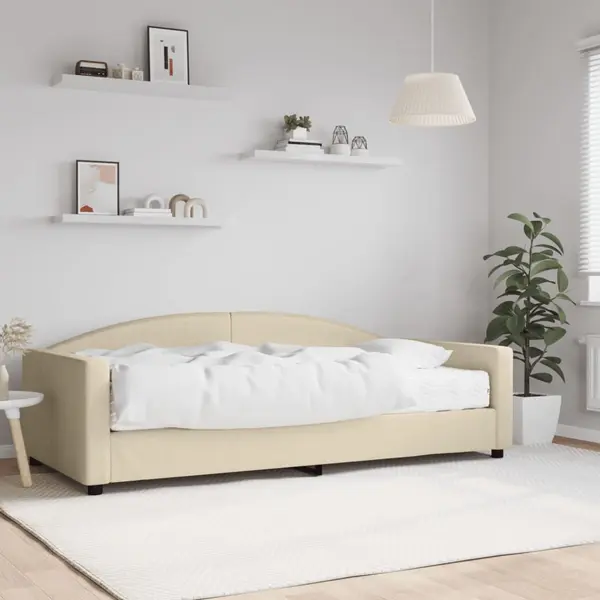 Gossi pat de zi cu saltea, crem, 100x200 cm, textil