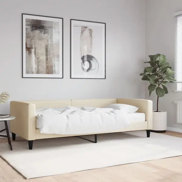 Gossi pat de zi cu saltea, crem, 90x200 cm, textil