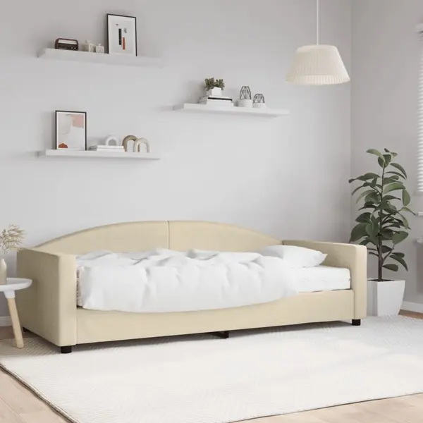 Gossi pat de zi cu saltea, crem, 90x200 cm, textil