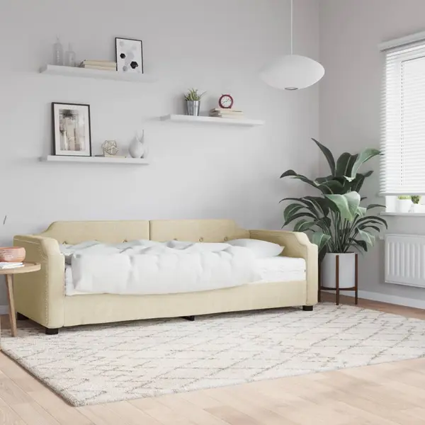 Gossi pat de zi cu saltea, crem, 90x200 cm, textil