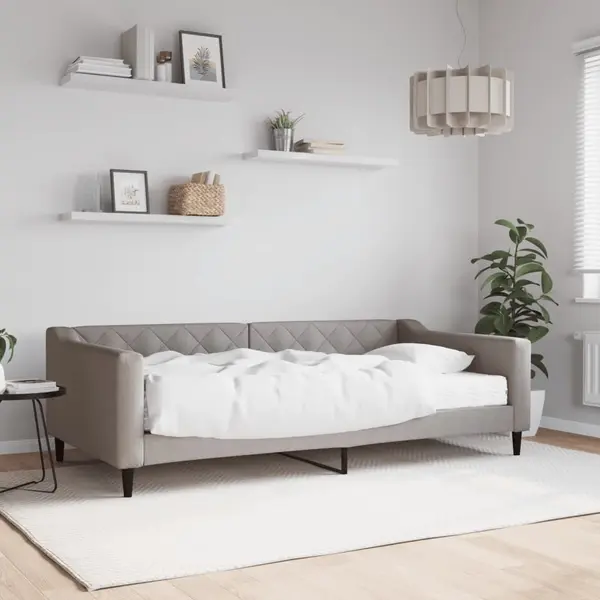 Gossi pat de zi cu saltea, gri taupe, 100x200 cm, textil