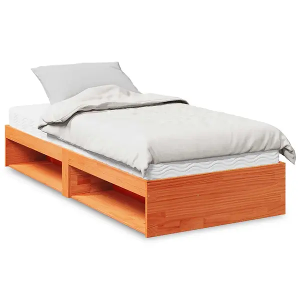 Gossi pat de zi cu saltea, maro ceruit, 90x200 cm, lemn masiv pin