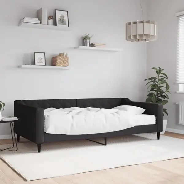 Gossi pat de zi cu saltea, negru, 100x200 cm, textil