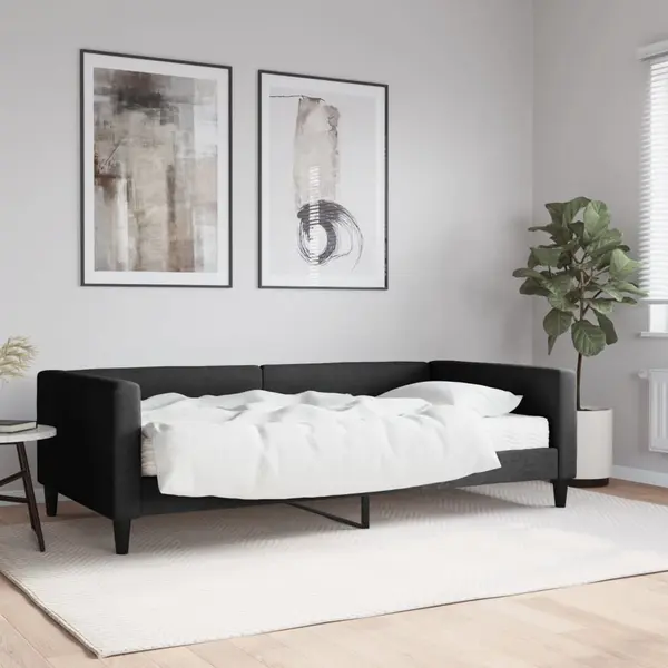 Gossi pat de zi cu saltea, negru, 100x200 cm, textil