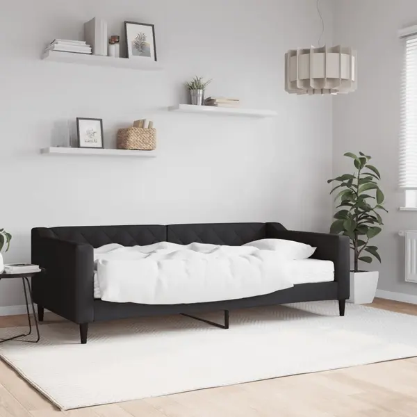 Gossi pat de zi cu saltea, negru, 90x190 cm, textil