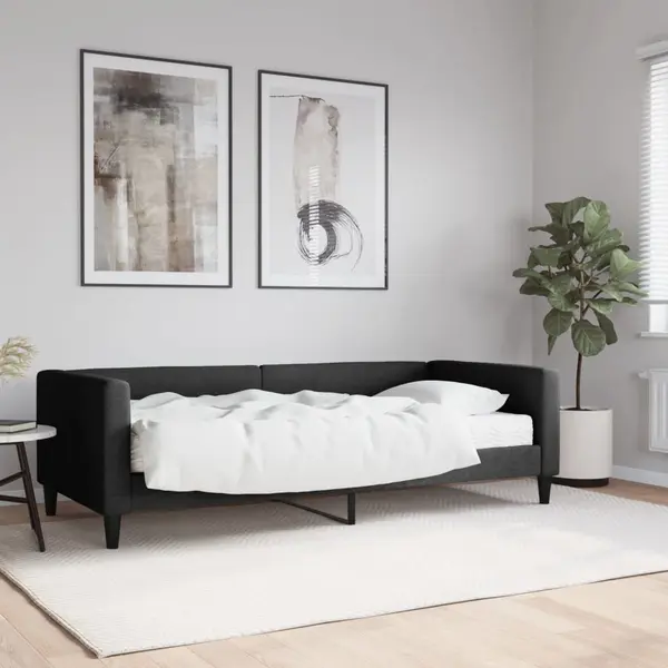 Gossi pat de zi cu saltea, negru, 90x190 cm, textil