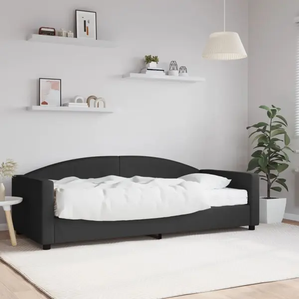 Gossi pat de zi cu saltea, negru, 90x200 cm, textil