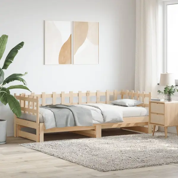 Gossi pat de zi extensibil, 2x(80x200) cm, lemn masiv de pin