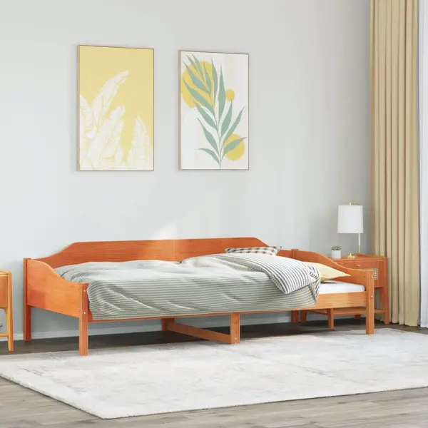 Gossi pat de zi fara saltea, maro ceruit, 90x200 cm, lemn masiv pin