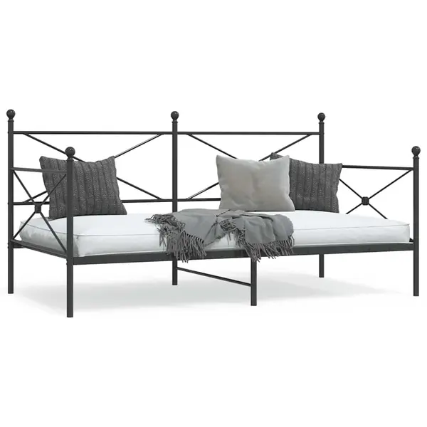 Gossi pat de zi fara saltea negru 100x200 cm otel