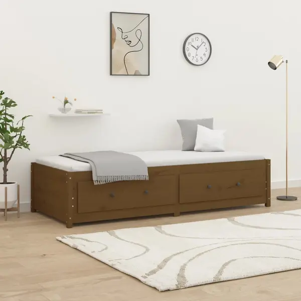 Gossi pat de zi, maro miere, 80x200 cm, lemn masiv de pin