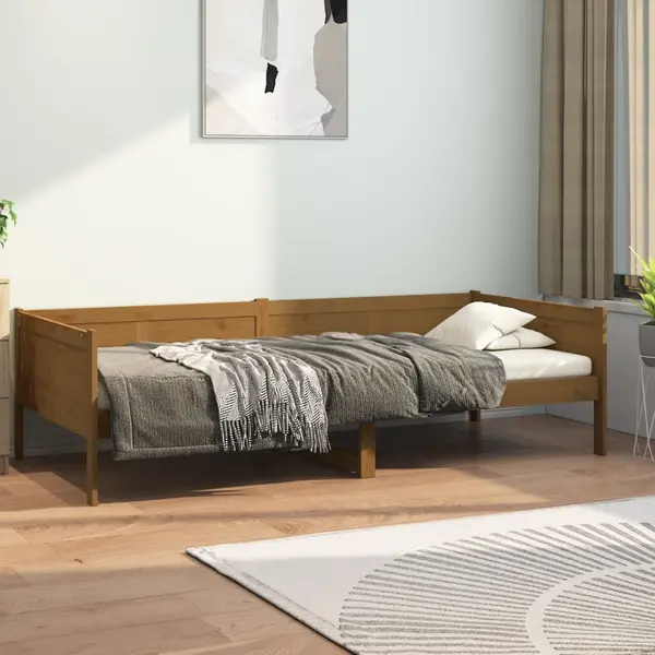 Gossi pat de zi, maro miere, 90x190 cm, lemn masiv de pin