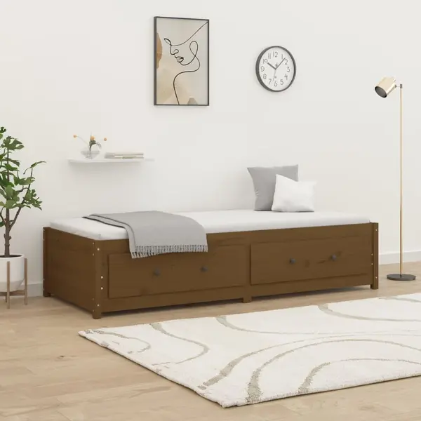 Gossi pat de zi, maro miere, 90x200 cm, lemn masiv de pin