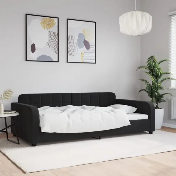 Gossi pat de zi, negru, 100x200 cm, catifea