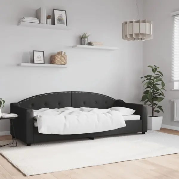 Gossi pat de zi, negru, 80x200 cm, material textil