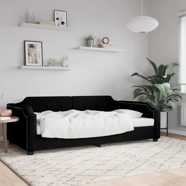 Gossi pat de zi, negru, 80x200 cm, material textil