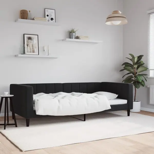 Gossi pat de zi, negru, 90x190 cm, catifea