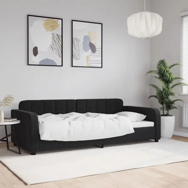 Gossi pat de zi, negru, 90x190 cm, catifea