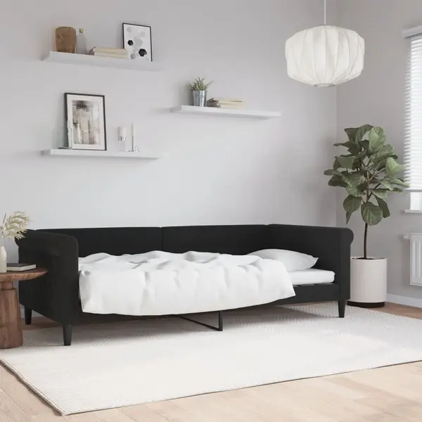 Gossi pat de zi, negru, 90x200 cm, catifea